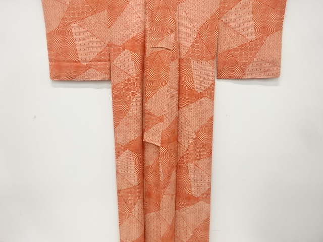  未使用品　切りばめ風　編み目模様　小紋着物